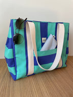 Sac cabas rayé menthe