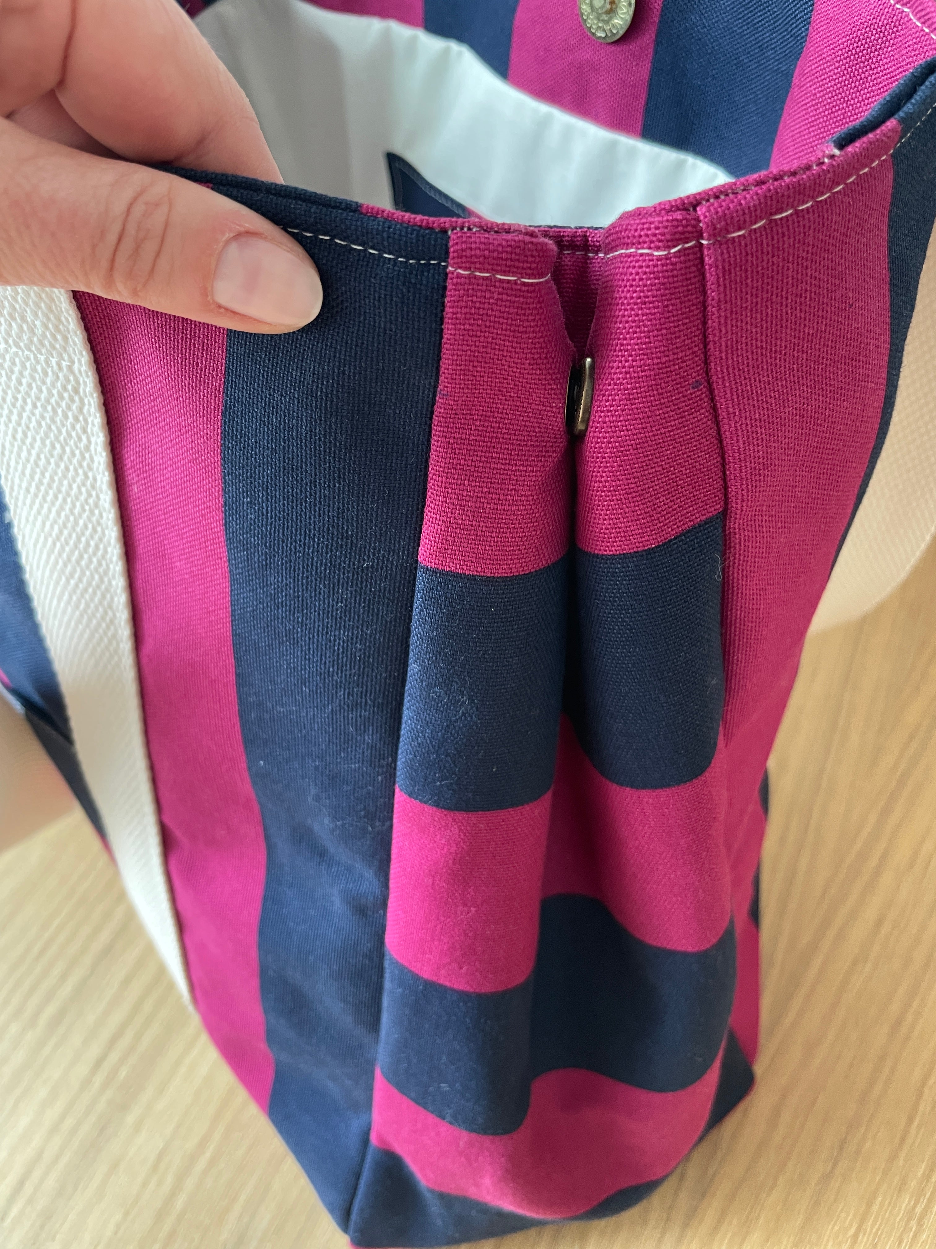 Sac cabas rayé framboise