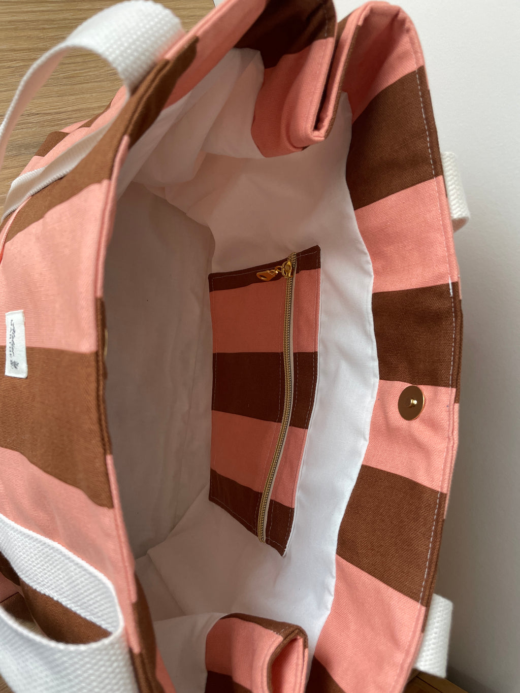 Sac cabas rayé rose