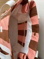 Sac cabas rayé rose