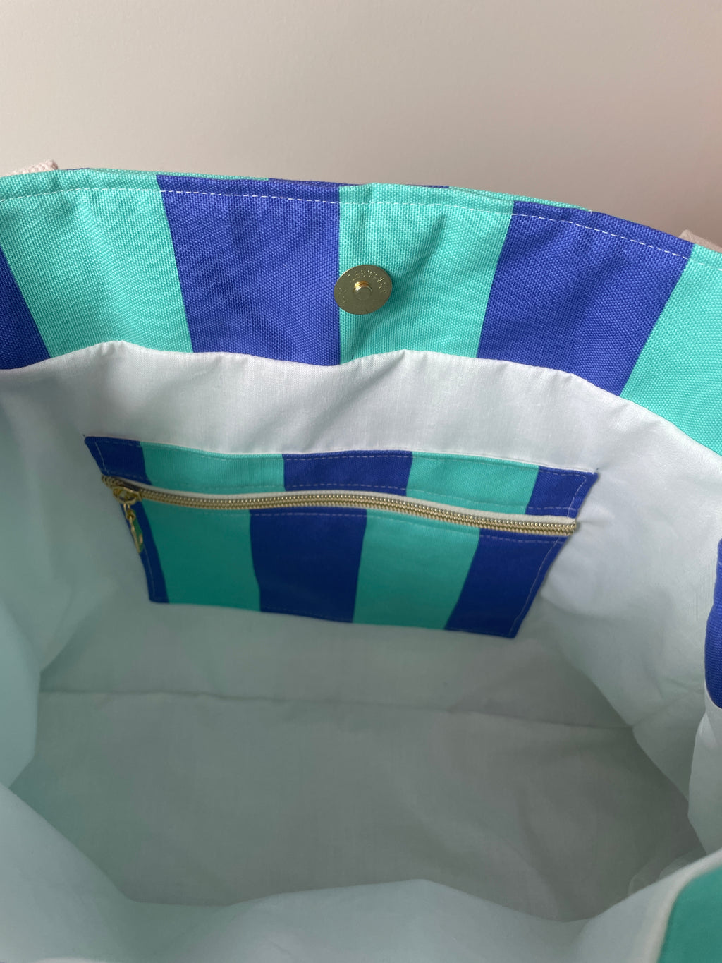 Sac cabas rayé menthe