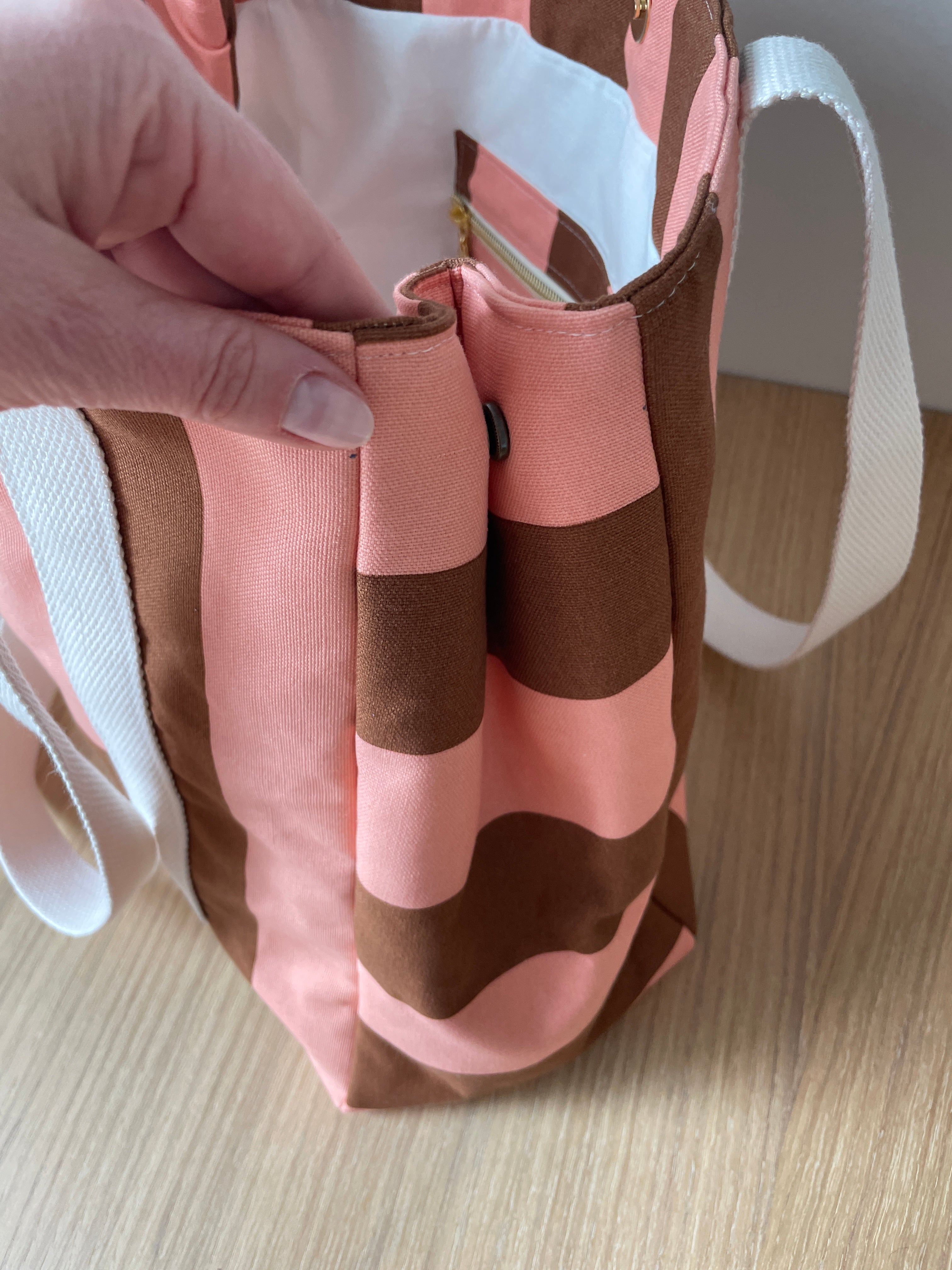 Sac cabas rayé rose