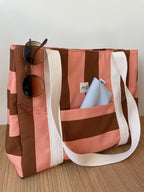 Sac cabas rayé rose