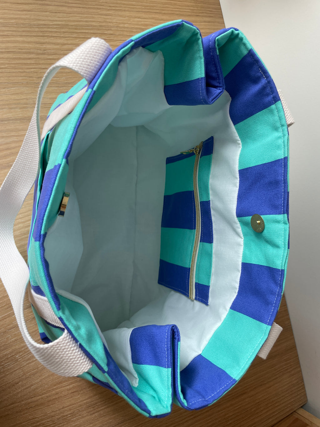 Sac cabas rayé menthe