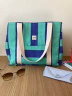 Sac cabas rayé menthe