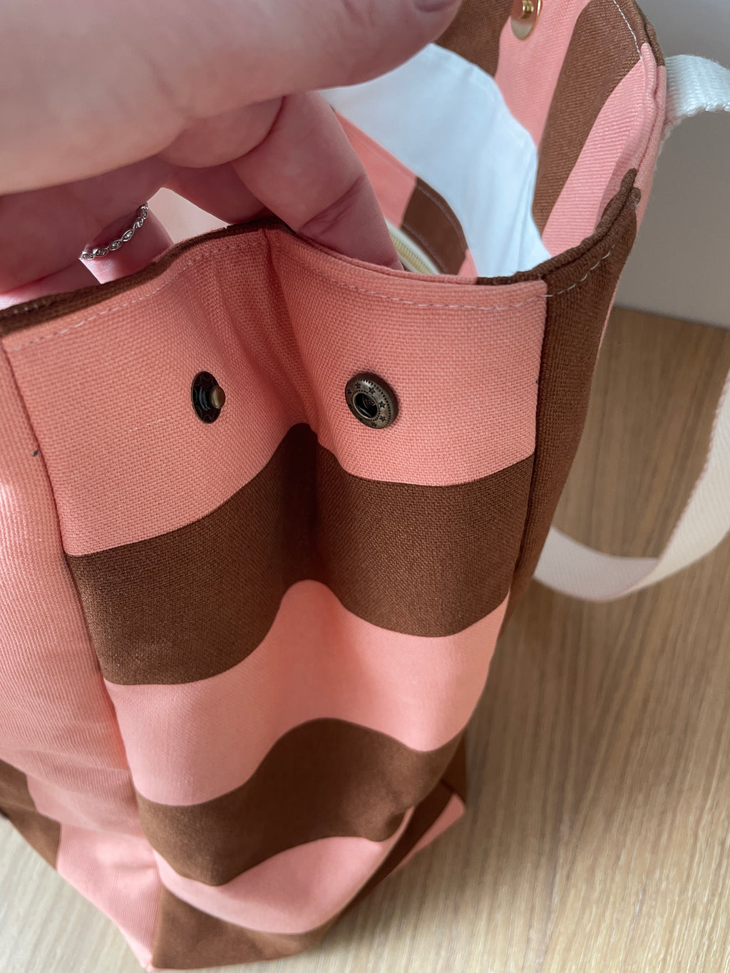 Sac cabas rayé rose