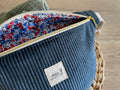Banane velours bleu marine