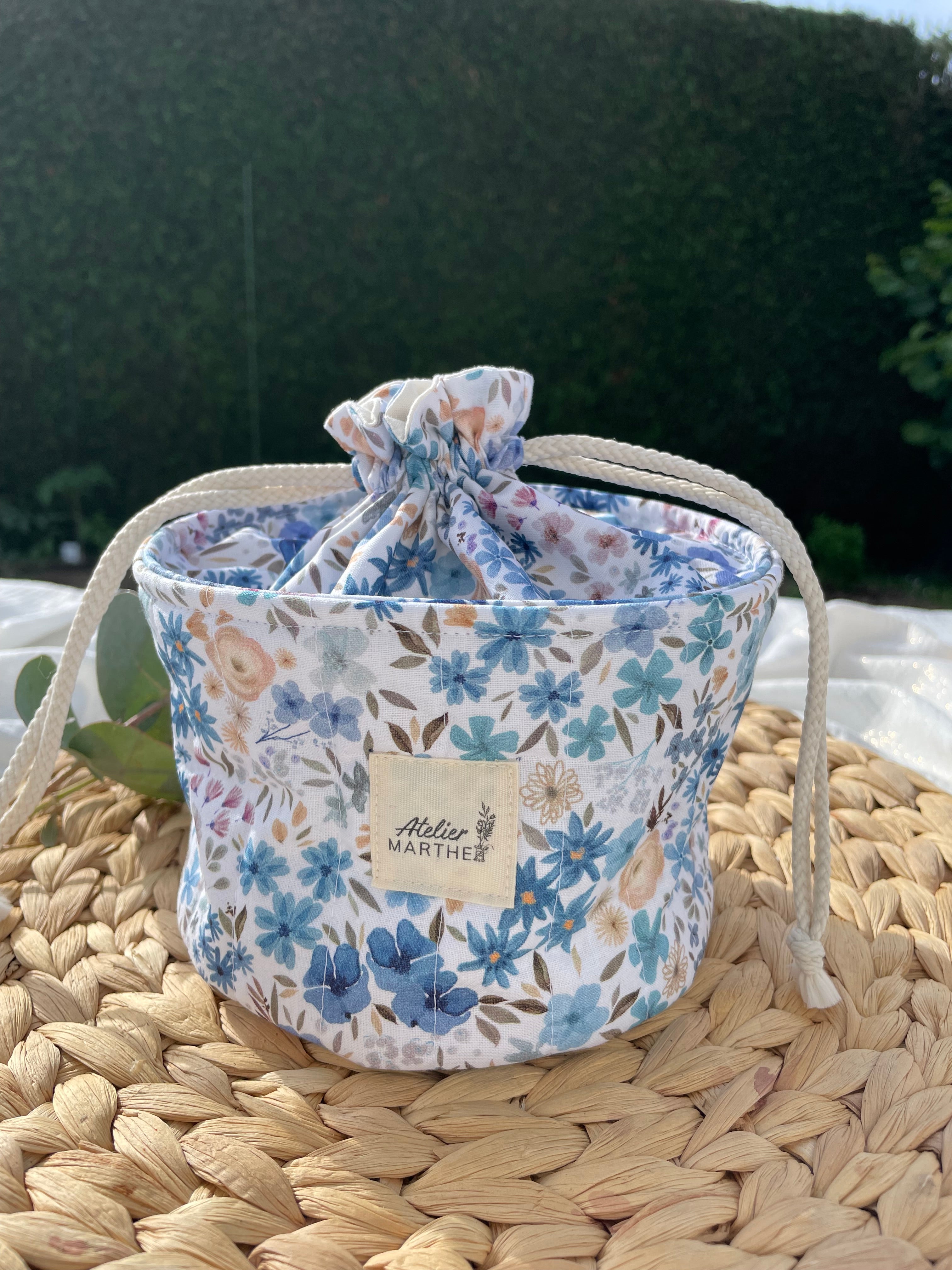 Pochon rond Romane bleu