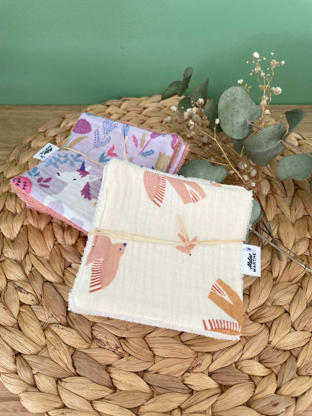 Lot de 5 lingettes lavables bambou Birdy