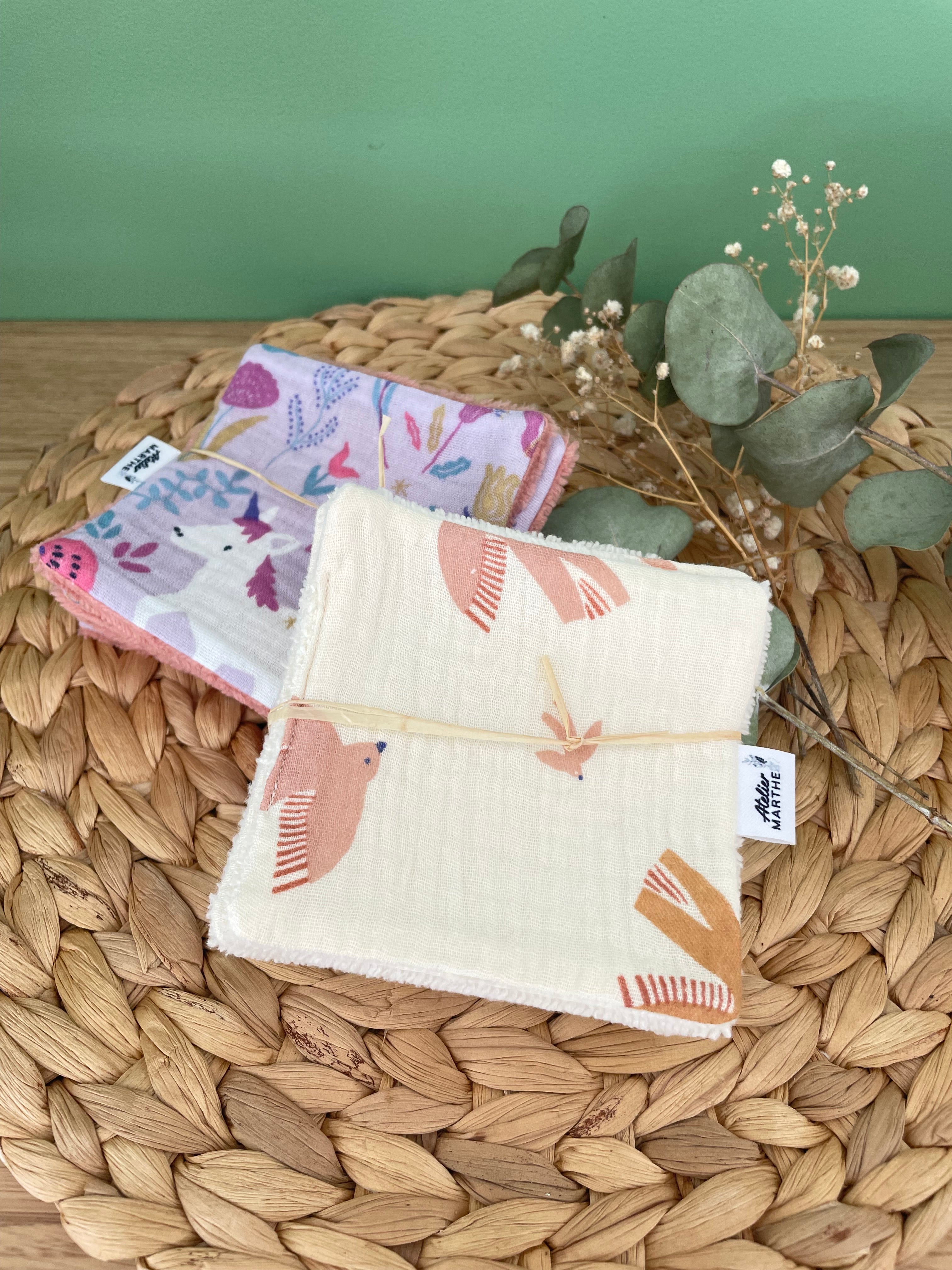 Lot de 5 lingettes lavables bambou Birdy