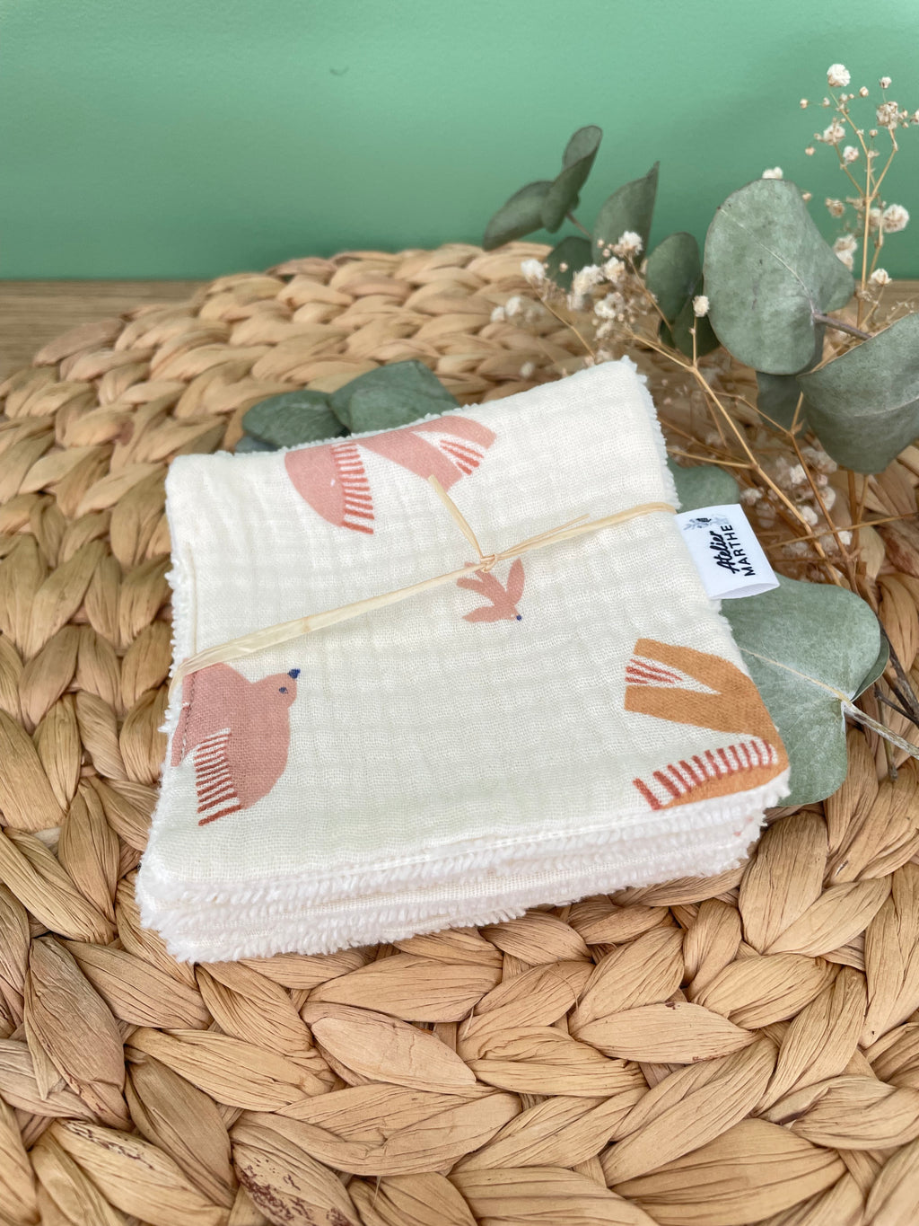 Lot de 5 lingettes lavables bambou Birdy