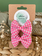 Barrettes Vichy Rose Fluo