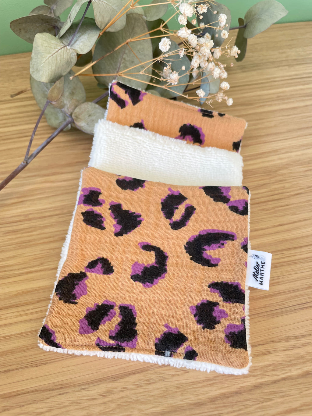 Lot de 5 lingettes lavables bambou Fauve