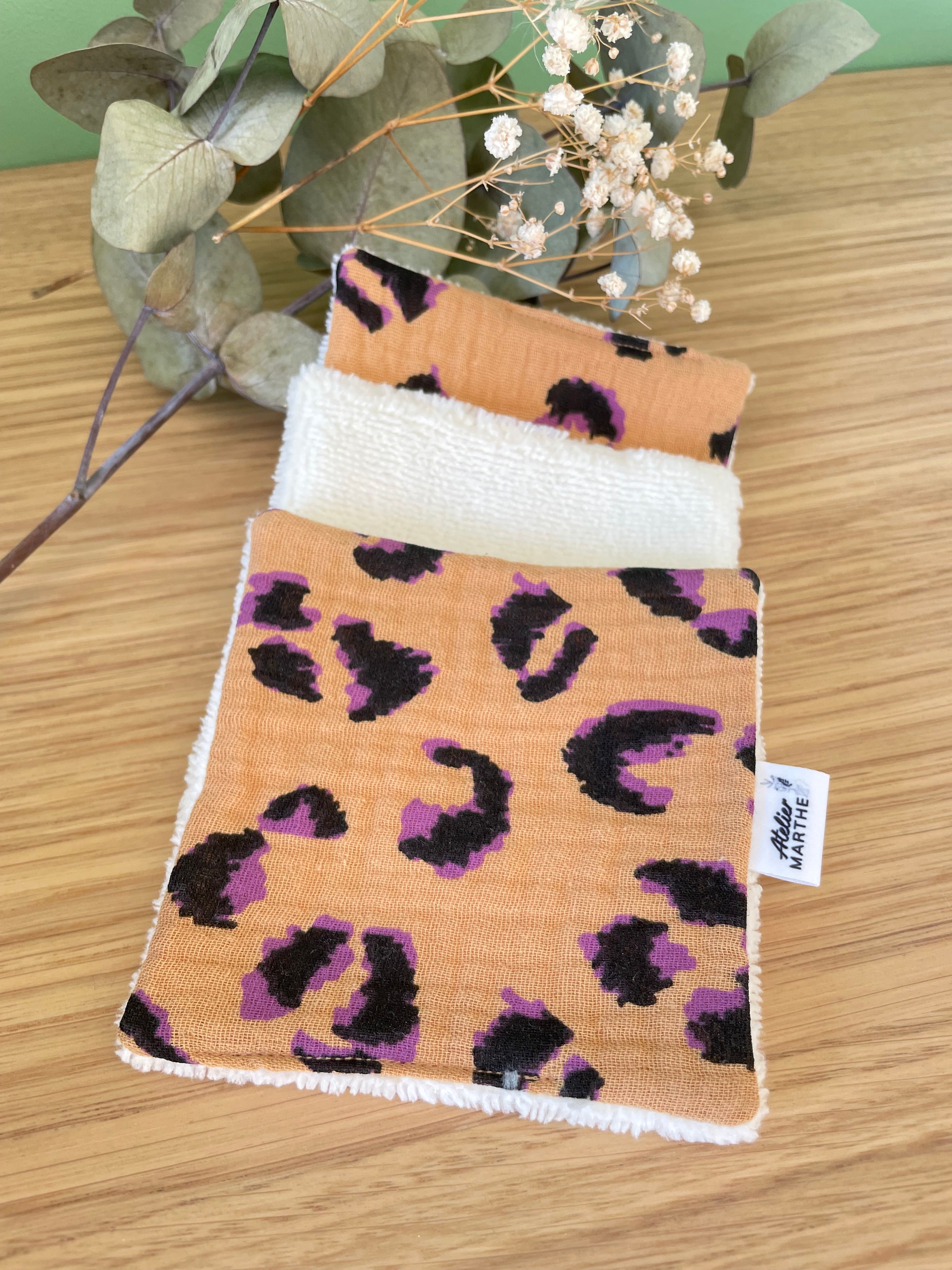 Lot de 5 lingettes lavables bambou Fauve