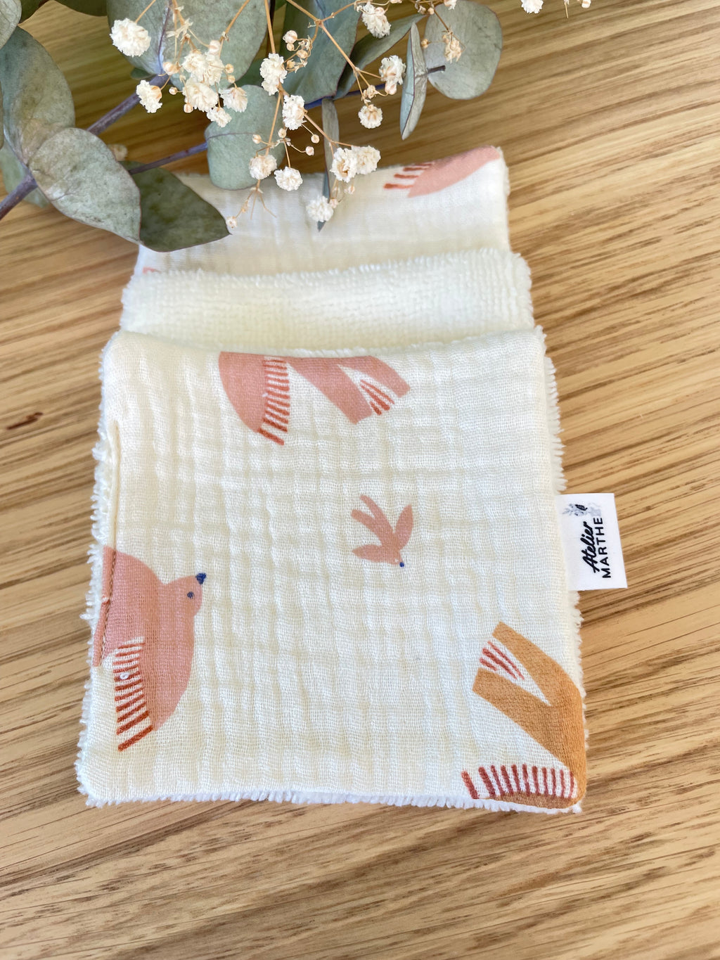 Lot de 5 lingettes lavables bambou Birdy